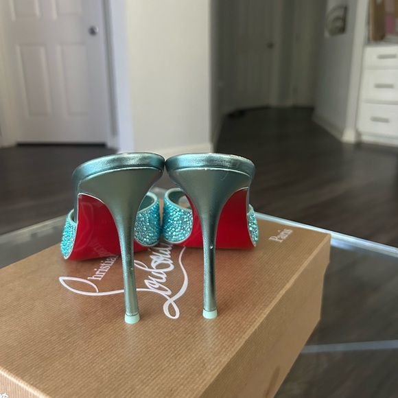 Christian louboutin me dolly strass Bermuda crystal peep toe 100mm stiletto 38.5 - Picture 3 of 11